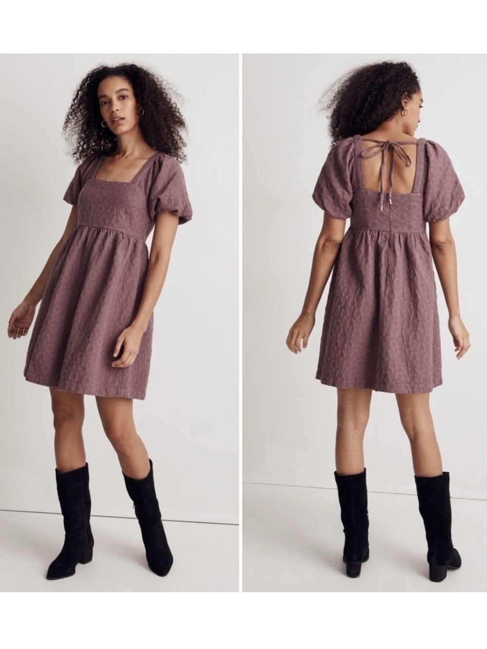 Madewell Quilted Floral Mauve Mini dress XXS